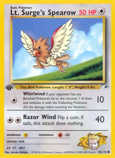 G1: Lt. Surge's Spearow (83) (Unlimited)