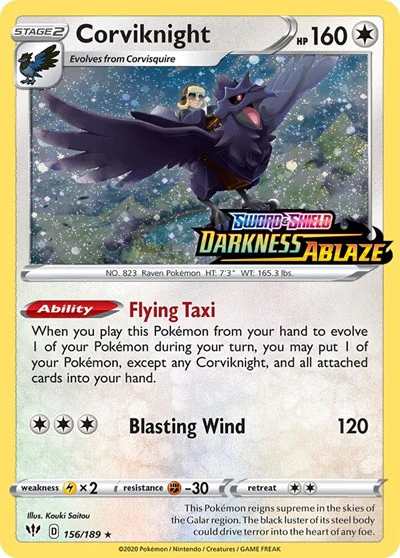 MCAP: Corviknight - 156/189 (Darkness Ablaze Stamped) (Holofoil)