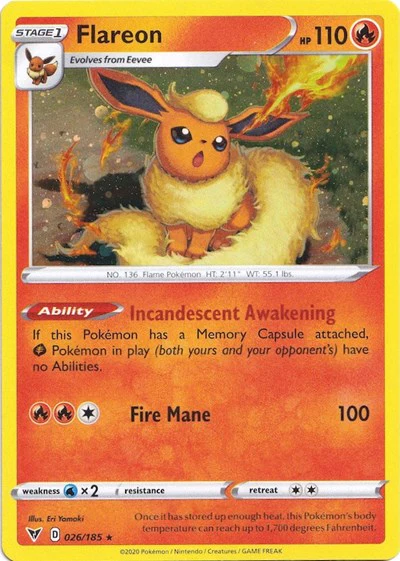 MCAP: Flareon - 026/185 (Cosmos Holo) (Holofoil)