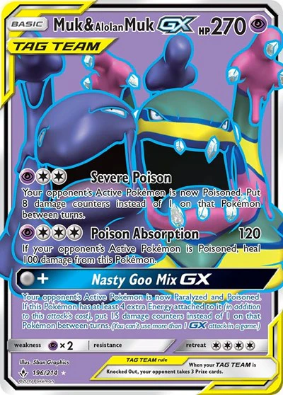 SM10: Muk & Alolan Muk GX (196) (Full Art) (Holofoil)
