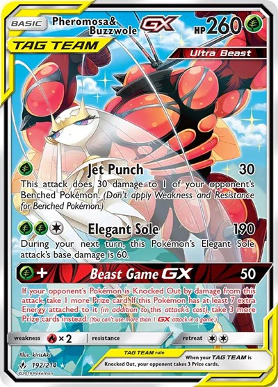 SM10: Pheromosa & Buzzwole GX (192) (Alternate Full Art) (Holofoil)