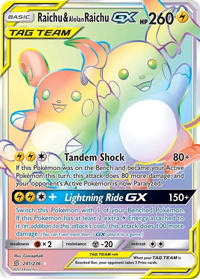 SM11: Raichu & Alolan Raichu GX (Secret) (Holofoil)