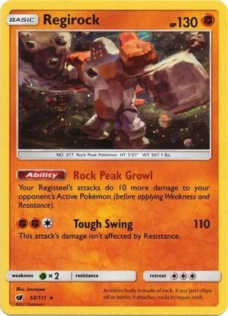 SMP: Regirock - 53/111 (Cosmos Holo) (Holofoil)